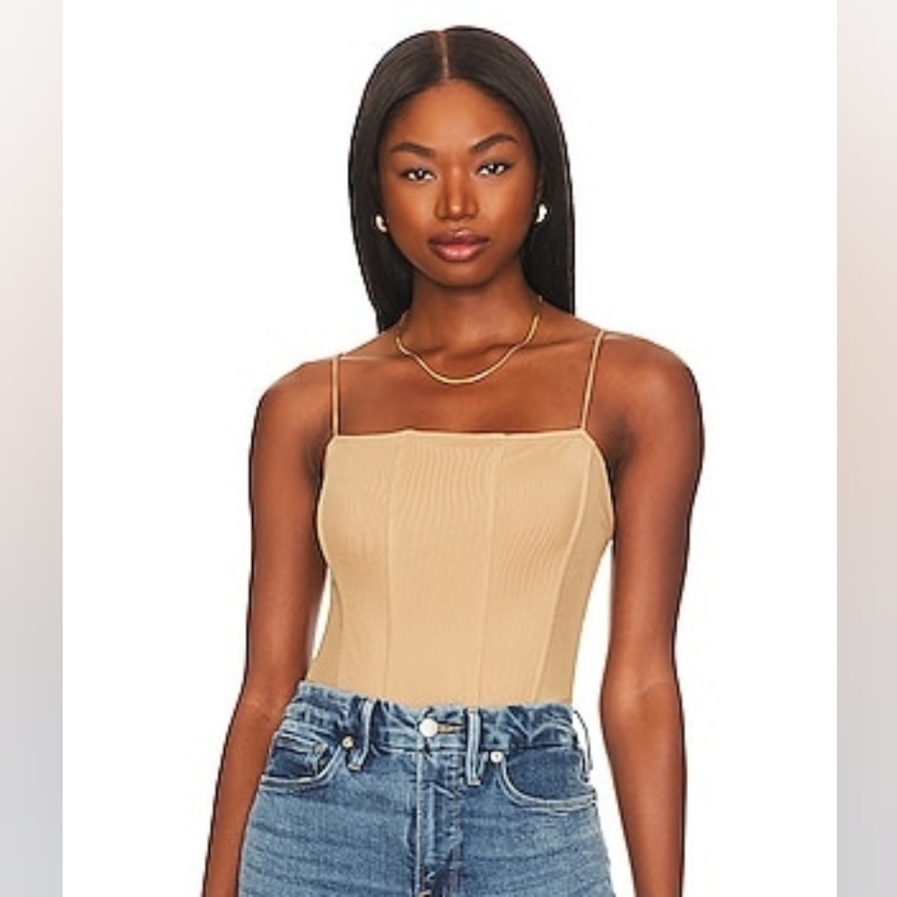Good American mesh mix corset bodysuits in pecan tan nude size 5